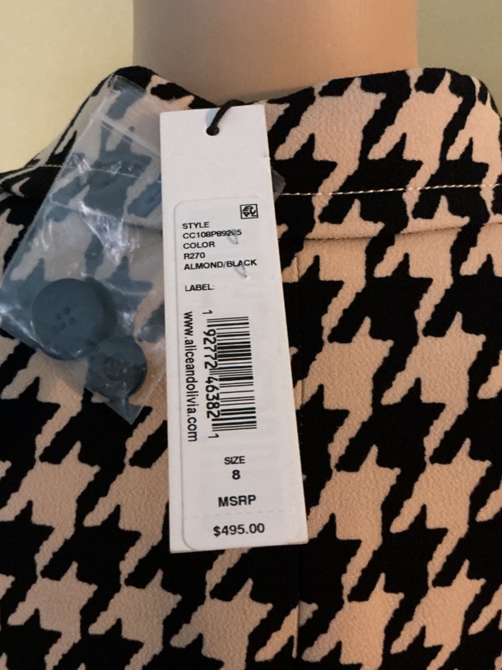 Alice and Olivia NWT Blazer Houndstooth Size 8 - Picture 7 of 9